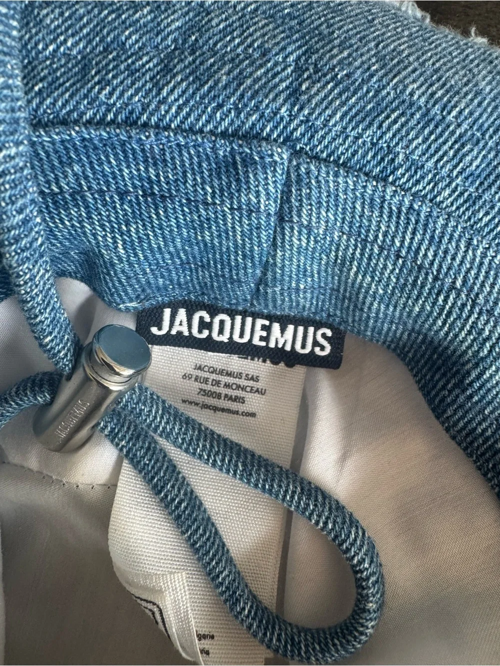 Jacquemus Light Blue Denim Bucket Hat with Silver Logo
